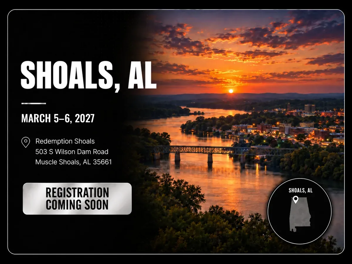 Shoals, AL - March 5-6, 2027 - Redemption Shoals, 503 S Wilson Dam Road, Muscle Shoals, AL 35661 - Registration Coming Soon